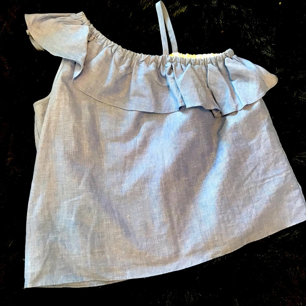 Milly Minis Blue Chambray Top Size 16 NWOT